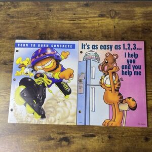 Vtg Lot Of 2 Garfield Mead School Folder Jim Davis Portfolio Skating Fridge